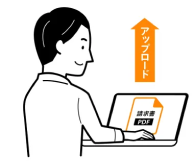 PCからアップロードしている男性